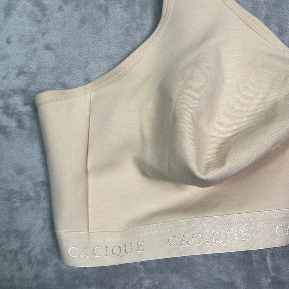 NWT New Cacique Beige Nude Unlined Full Coverage Wireless Bra Size 50D - Picture 2 of 10